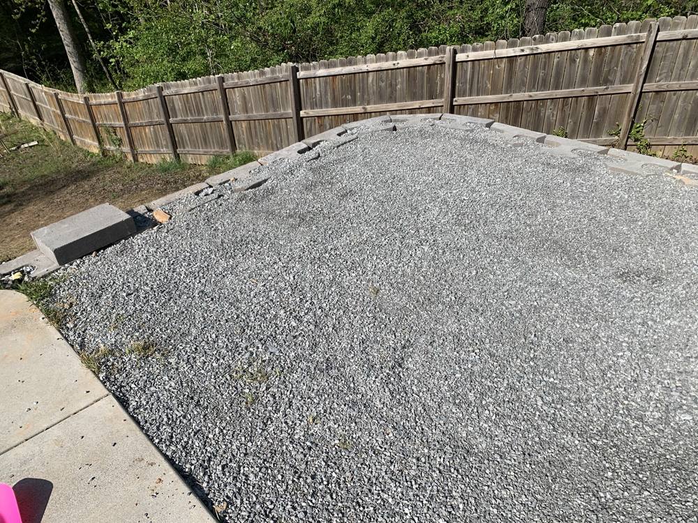 Finished gravel shed pad